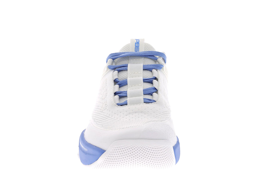 Front view of Women's PB5star Court2 sneaker in white and dusk with breathable mesh upper for athletic performance.