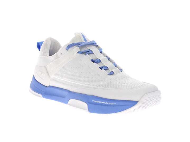 Women's PB5star Court2 white and dusk sneaker angled view showing mesh upper, cushioned sole, and dynamic lacing design.