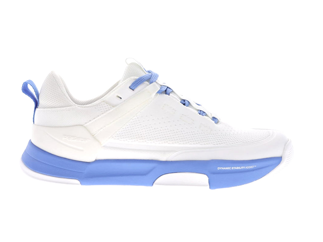 PB5star Court2 white and dusk sneaker side view showing breathable mesh upper and dynamic stability sole.