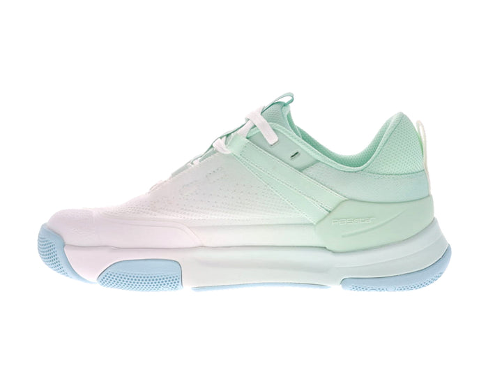 Women's PB5star Court2 mint-multi sneaker inside view featuring mesh side panel, cushioned heel, and stability midsole