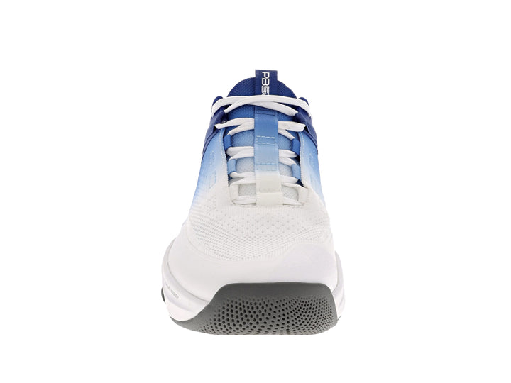 Front view of Men's PB5star Court2 sneaker in navy-multi with breathable mesh upper for athletic performance.
