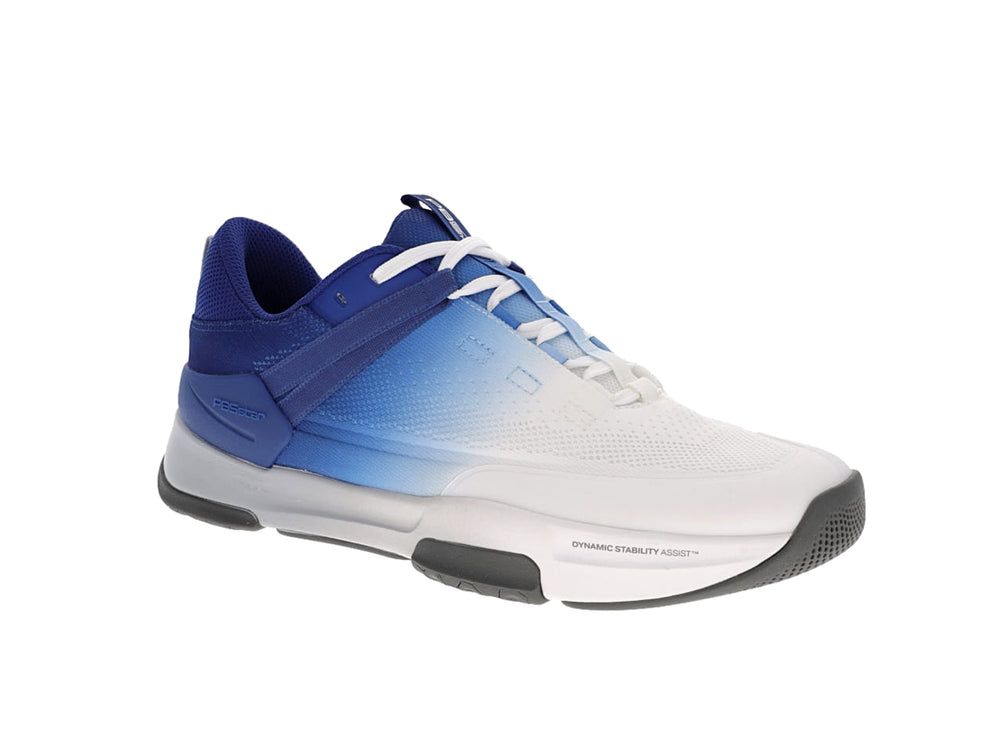 Men's PB5star Court2 navy-multi sneaker angled view showing mesh upper, cushioned sole, and dynamic lacing design.