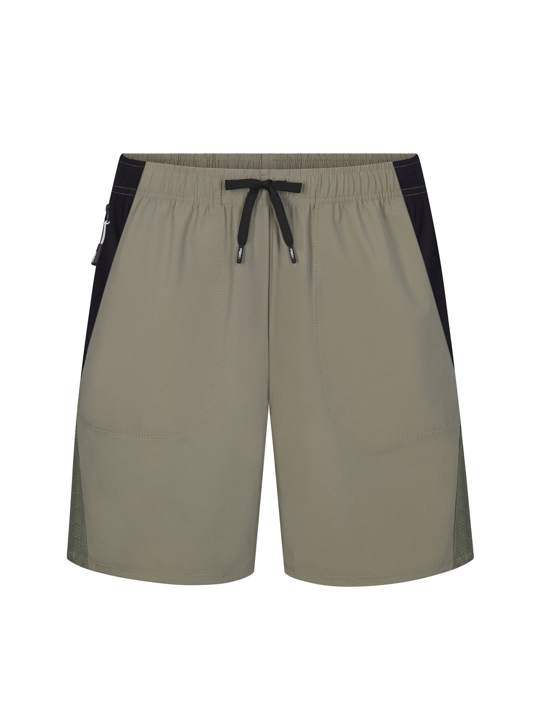 Men's Vented Court Short front view in pavement with black draw string.