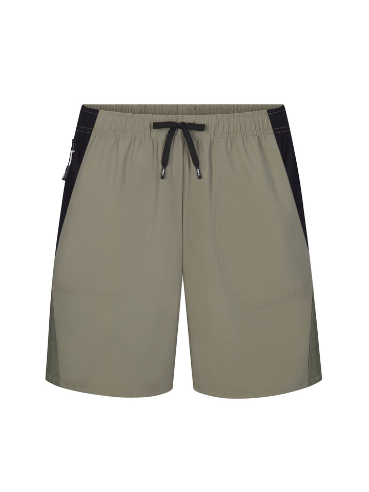 Men's Vented Court Short front view in pavement with black draw string.
