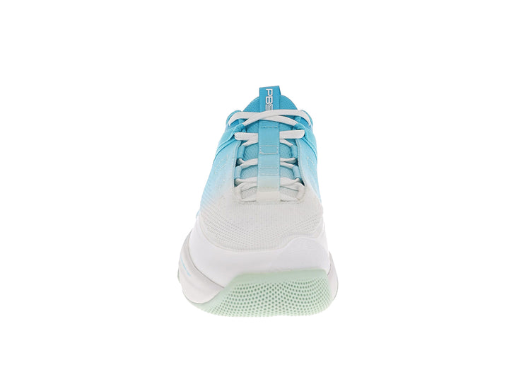 Front view of women’s PB5star Court 2 blue multi pickleball shoes featuring ombré laces, breathable mesh, and reinforced toe - PB5star.com