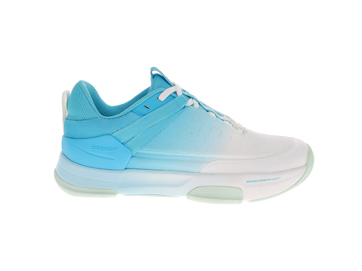 Side view of women’s PB5star Court 2 blue multi pickleball shoes with mesh upper and cushioned sole - PB5star.com