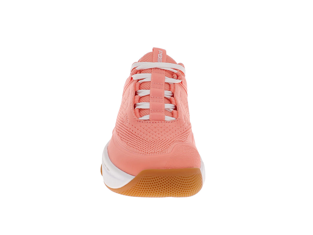 Front view of women’s PB5star Court 2 peach pickleball shoes with breathable mesh and rounded toe - PB5star.com