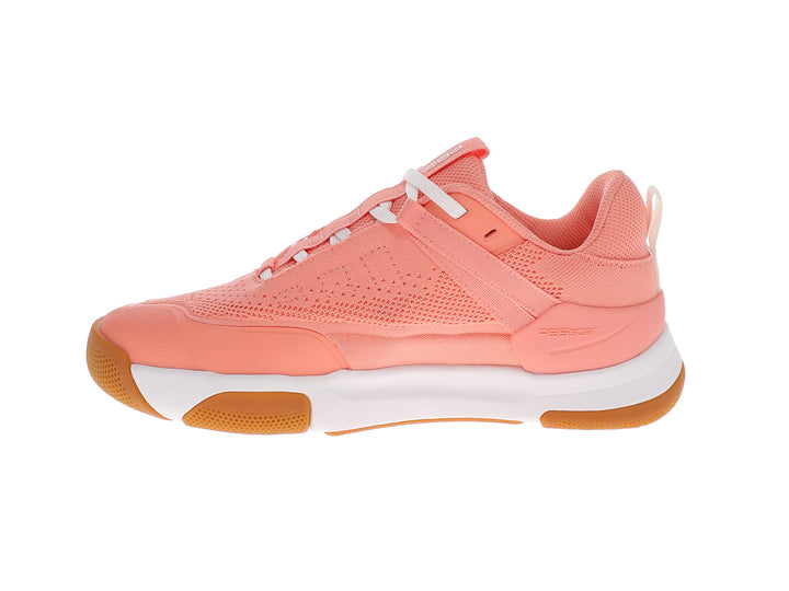 Inner side view of women’s PB5star Court 2 peach pickleball shoes with breathable mesh and cushioned sole - PB5star.com