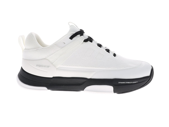 Side view of women’s PB5star Court 2 white-black pickleball shoes with mesh upper and cushioned sole - PB5star.com