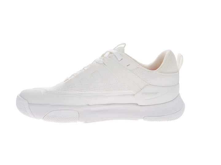 Inner side view of women’s PB5star Court 2 white pickleball shoes with breathable mesh and cushioned sole - PB5star.com