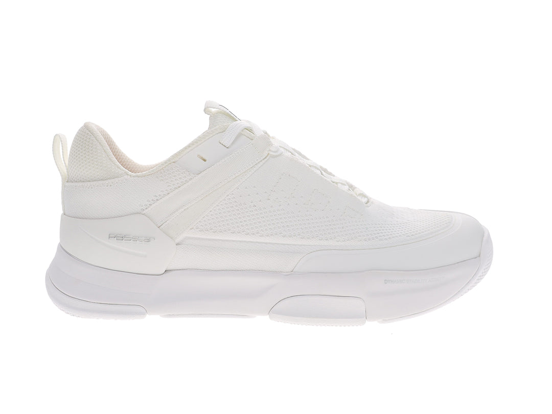 Side view of women’s PB5star Court 2 white pickleball shoes with mesh upper and cushioned sole - PB5star.com