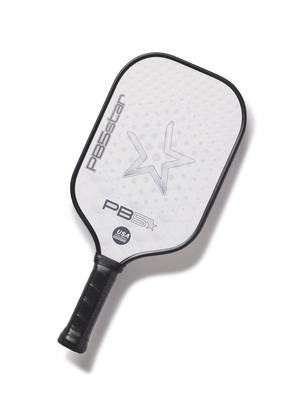 Balance Paddle full view in white with black edge guard and grip.