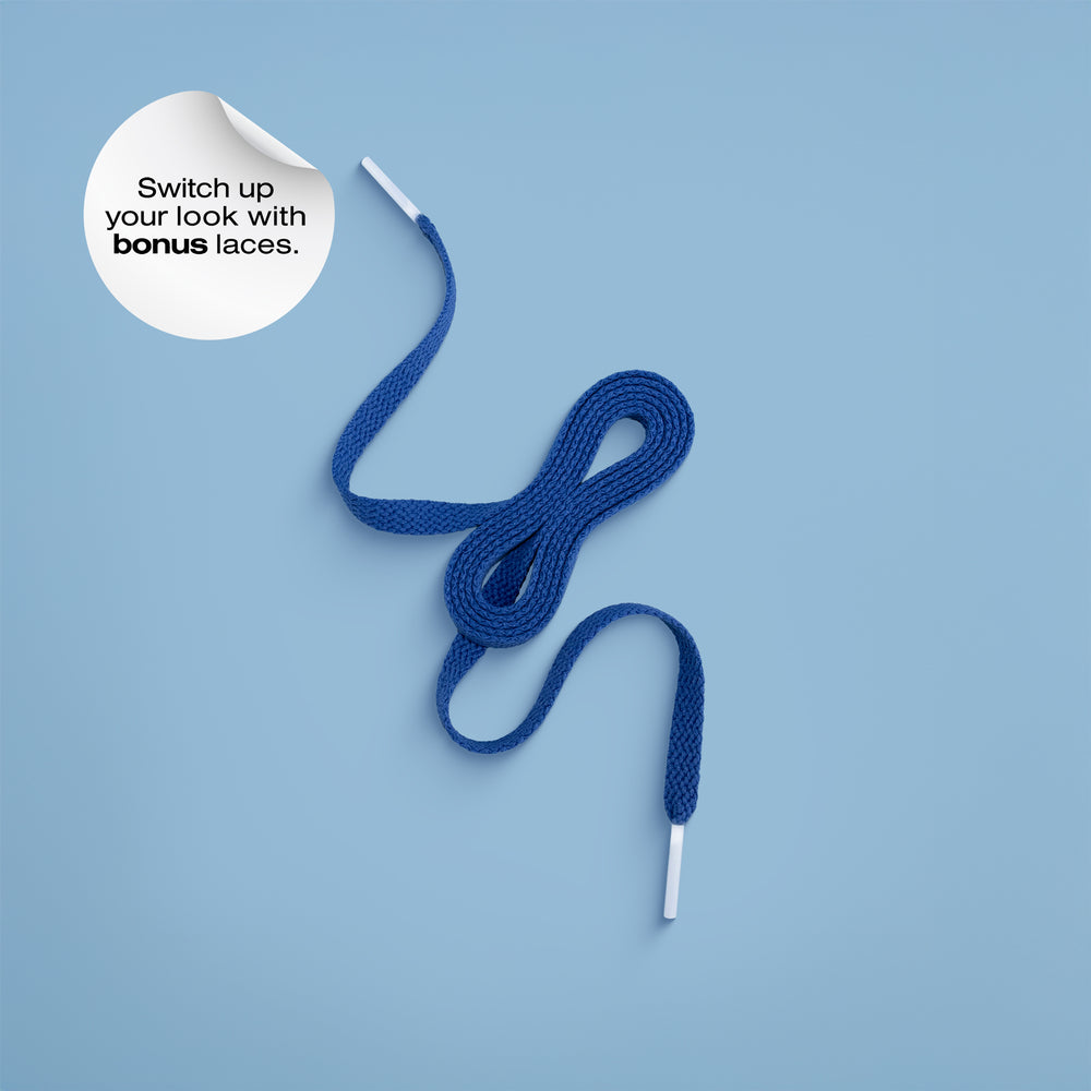 Switch up look with bonus laces. Laces shown in Blue.