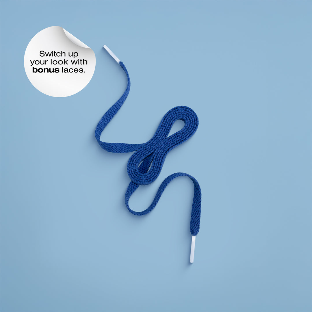 Switch up look with bonus laces. Laces shown in Blue.