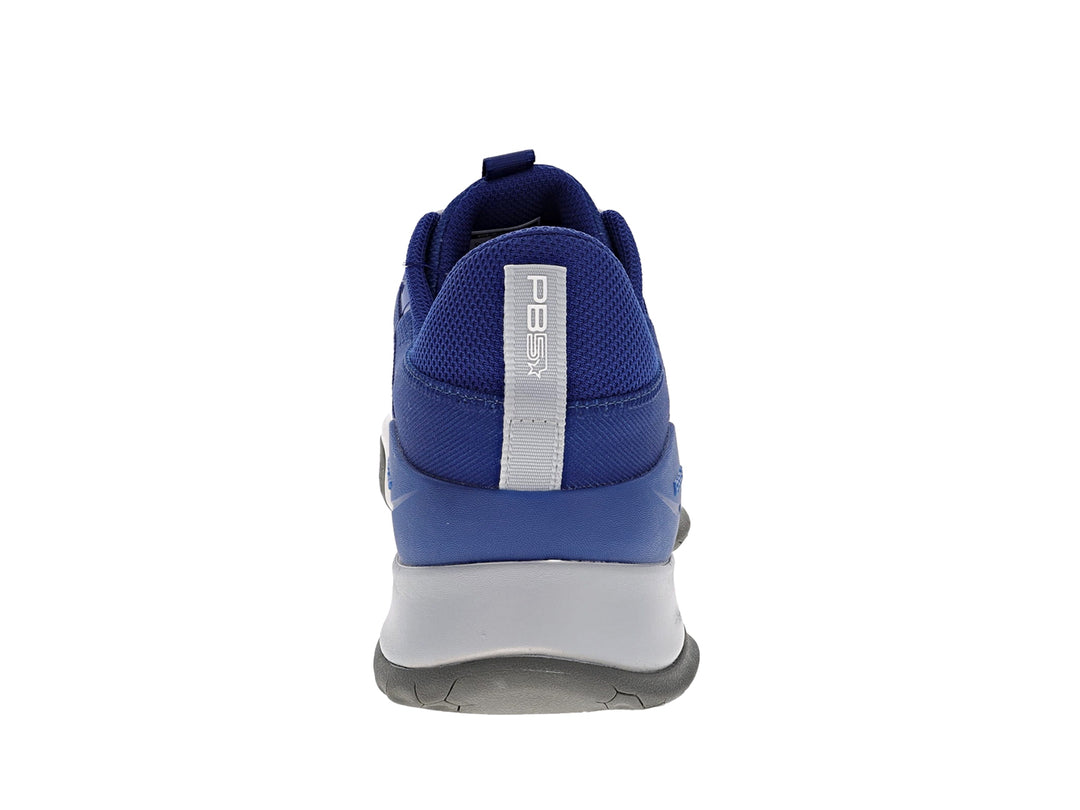 Rear view of Men's PB5star Court2 sneaker in navy-multi with branded heel tab and cushioned midsole