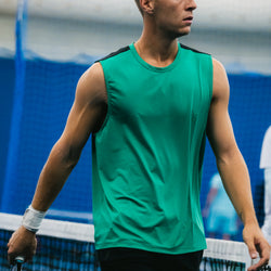Male pickleball player in PB5star athletic wear during an indoor court match
