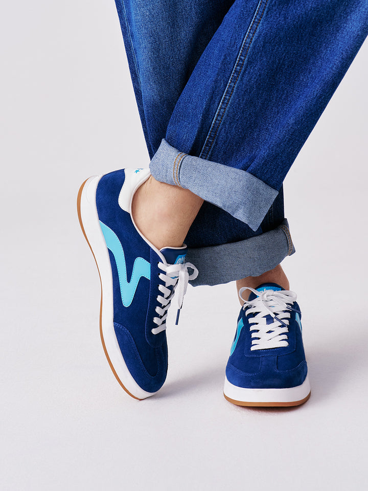 Men's Retro Lifestyle Sneaker, PB5 Cosmic |  Navy-Sky Blue