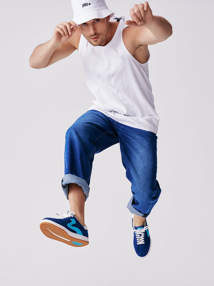 Men's Retro Lifestyle Sneaker, PB5 Cosmic |  Navy-Sky Blue