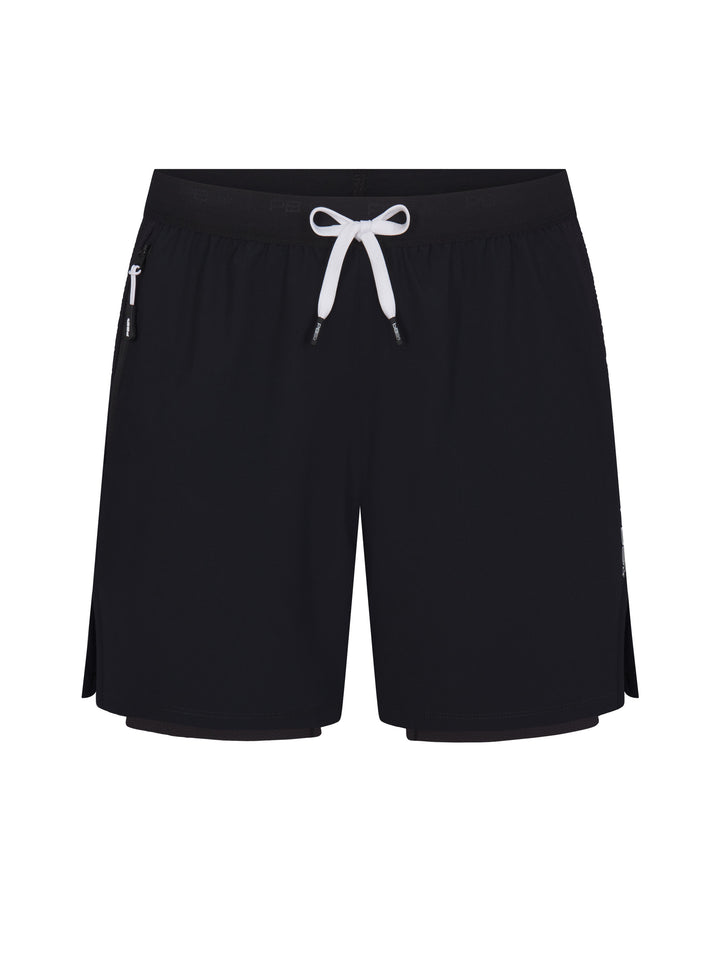 Men's Signature Court Short in black with white drawstring.