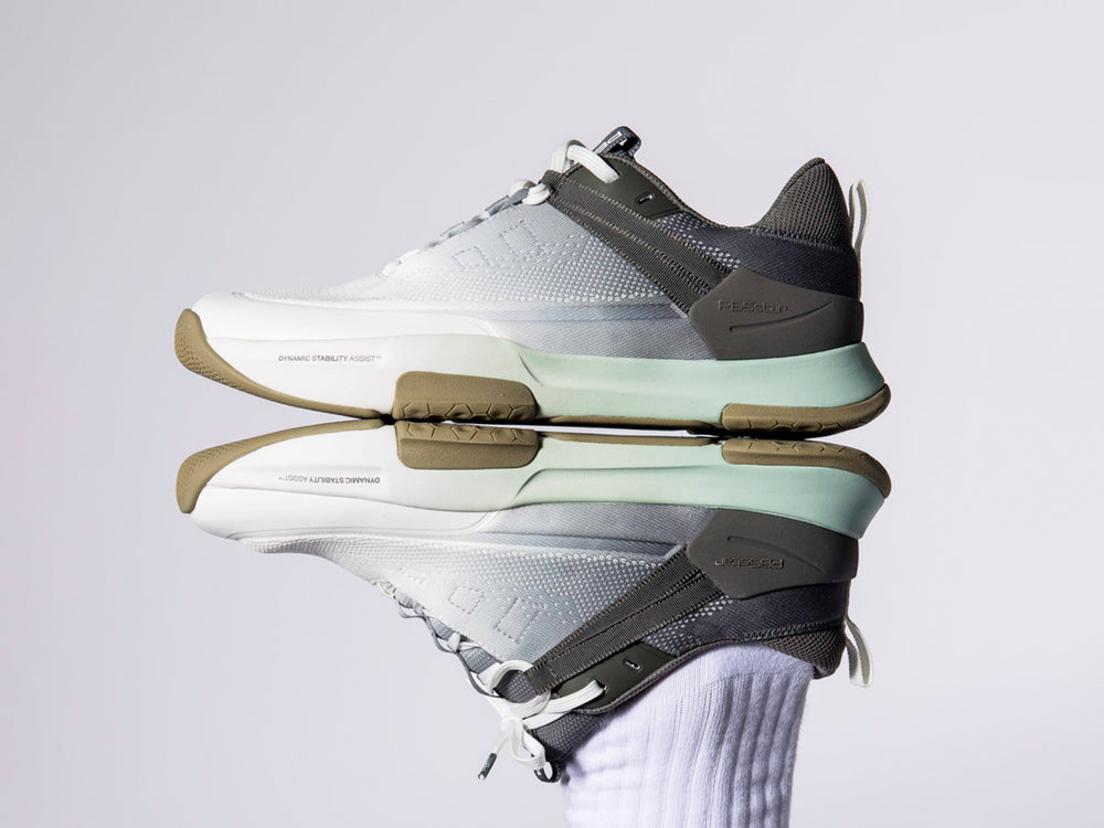 Side view of PB5star men's Court 2 pickleball shoes in basil multi.