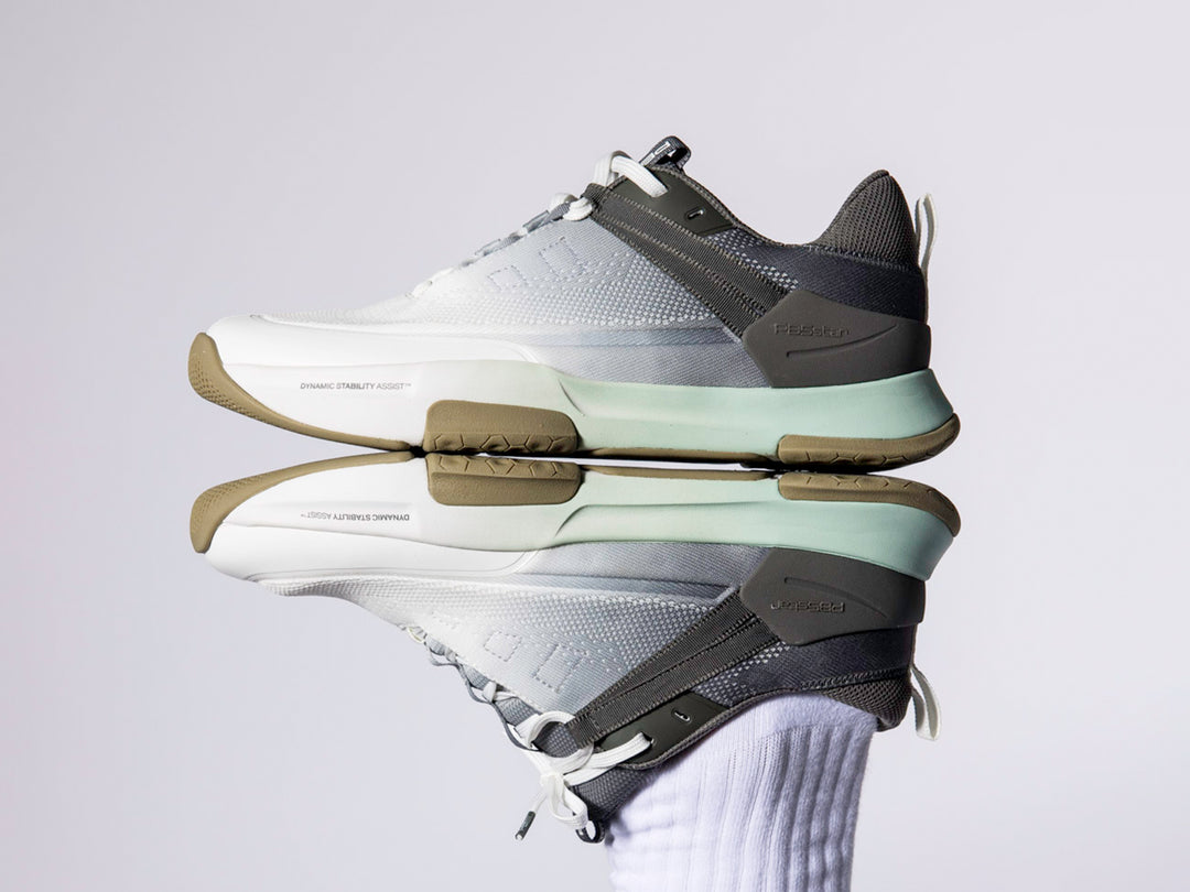 Side view of PB5star men's Court 2 pickleball shoes in basil multi.