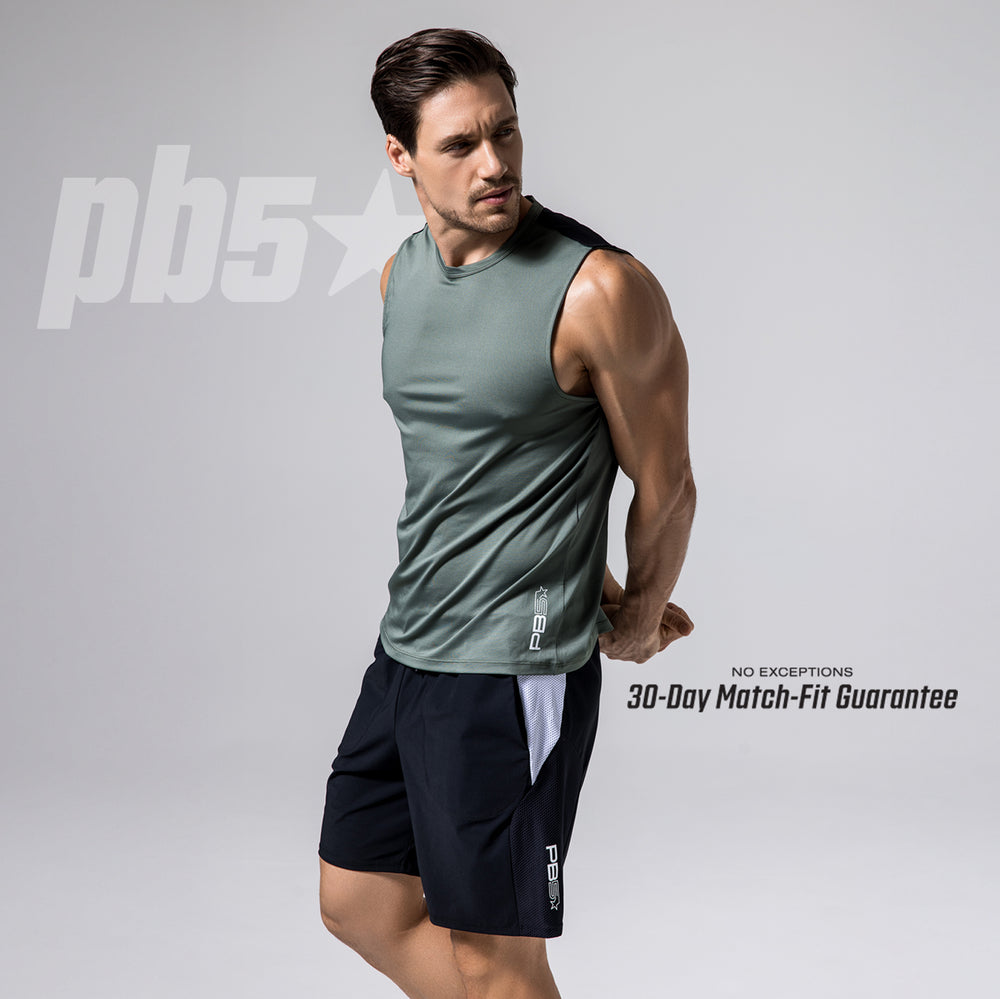 Man in athletic pickleball apparel, 30-day match-fit guarantee.