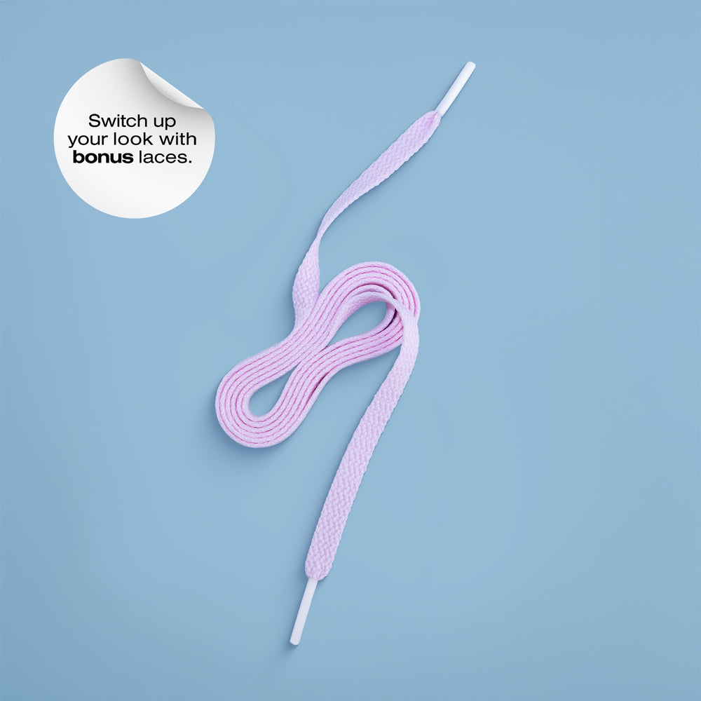 Switch up look with bonus laces. Laces shown in powder-pink.