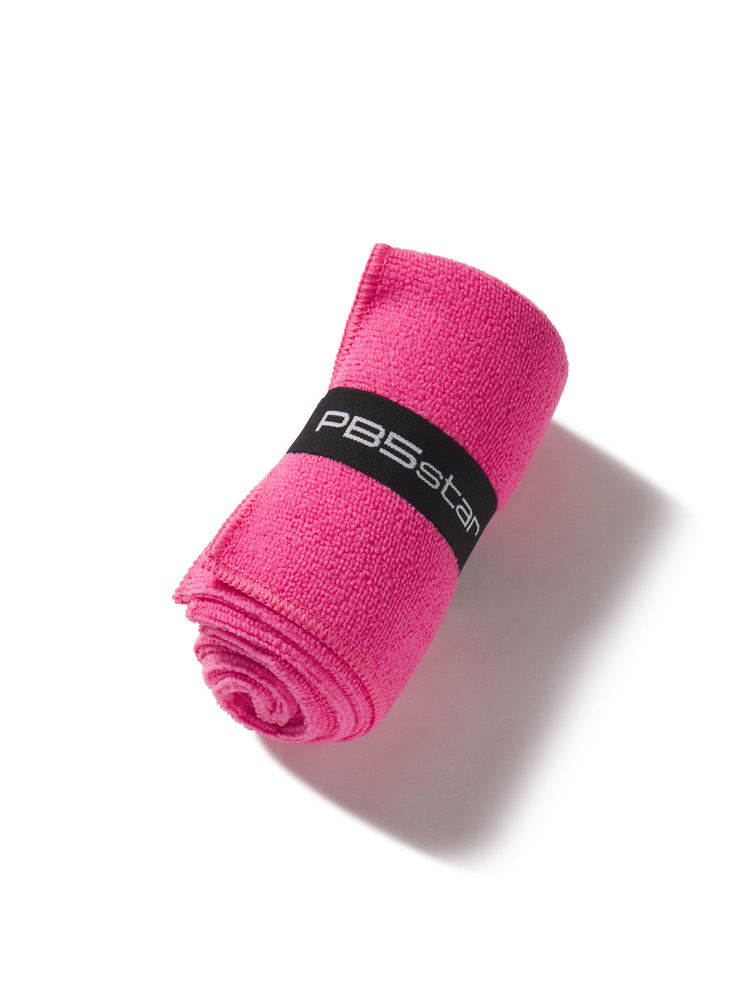 Pink towel with a PB5star brand logo on a white background
