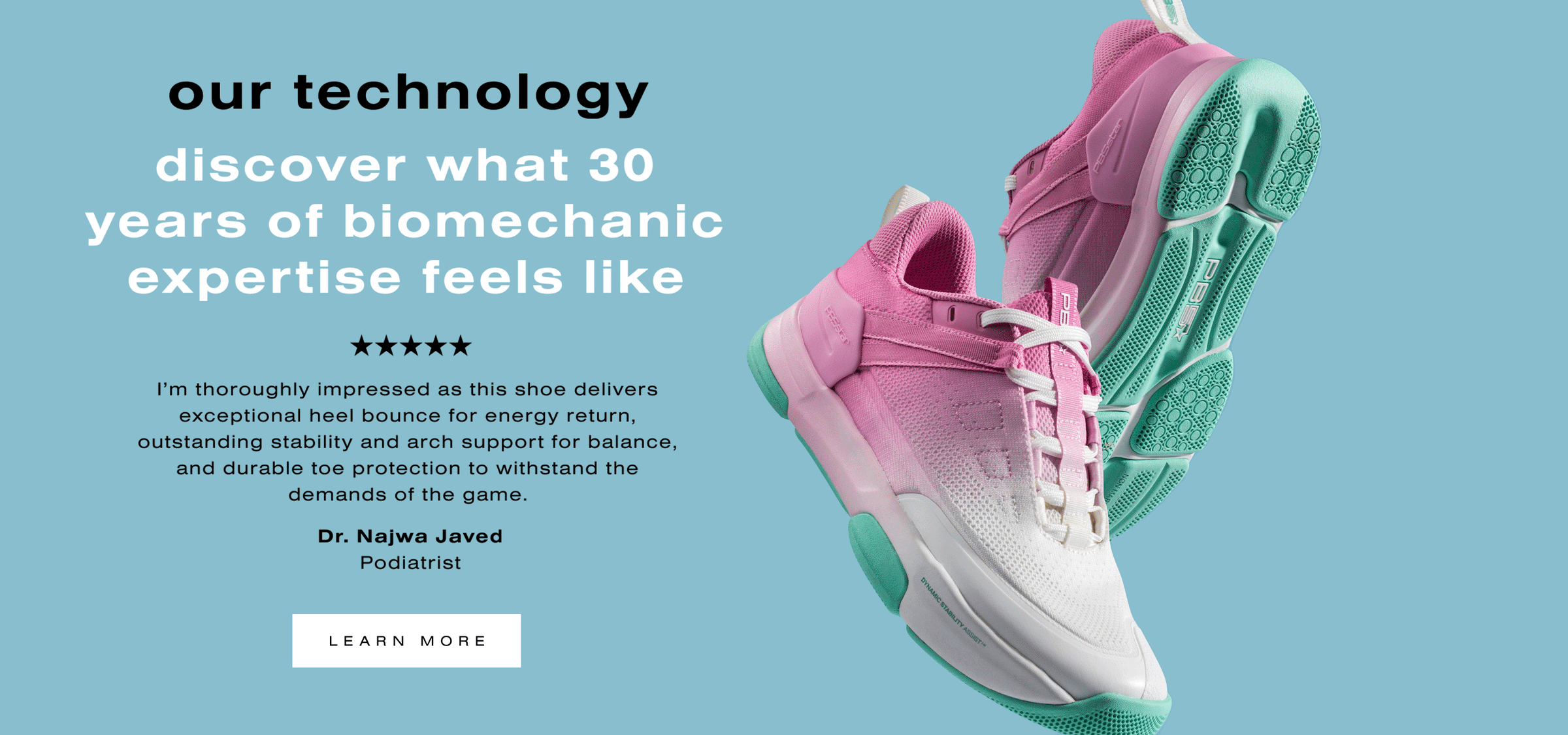 PB5star pickleball shoes showcasing outsole technology and biomechanics review by podiatrist Dr. Najwa Javed