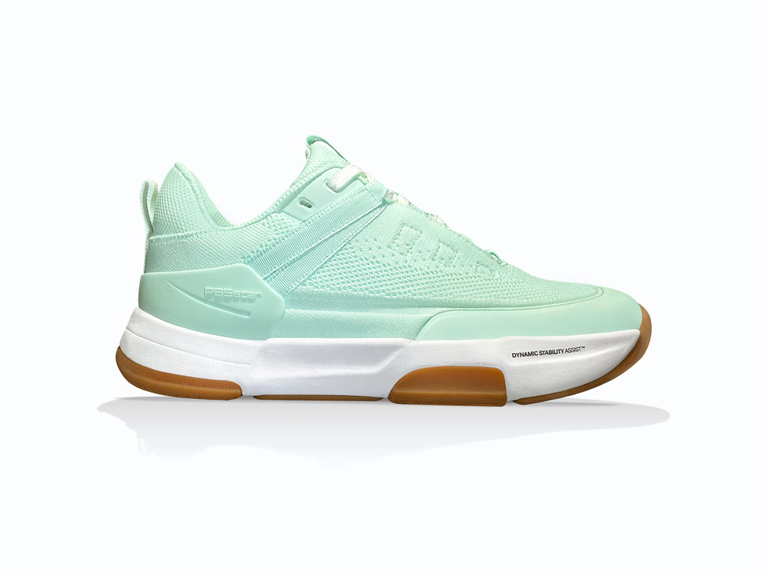 PB5star Court2 pickleball shoe in the color Mint with a modern design, featuring a dynamic stability sole and breathable mesh upper for athletic performance.