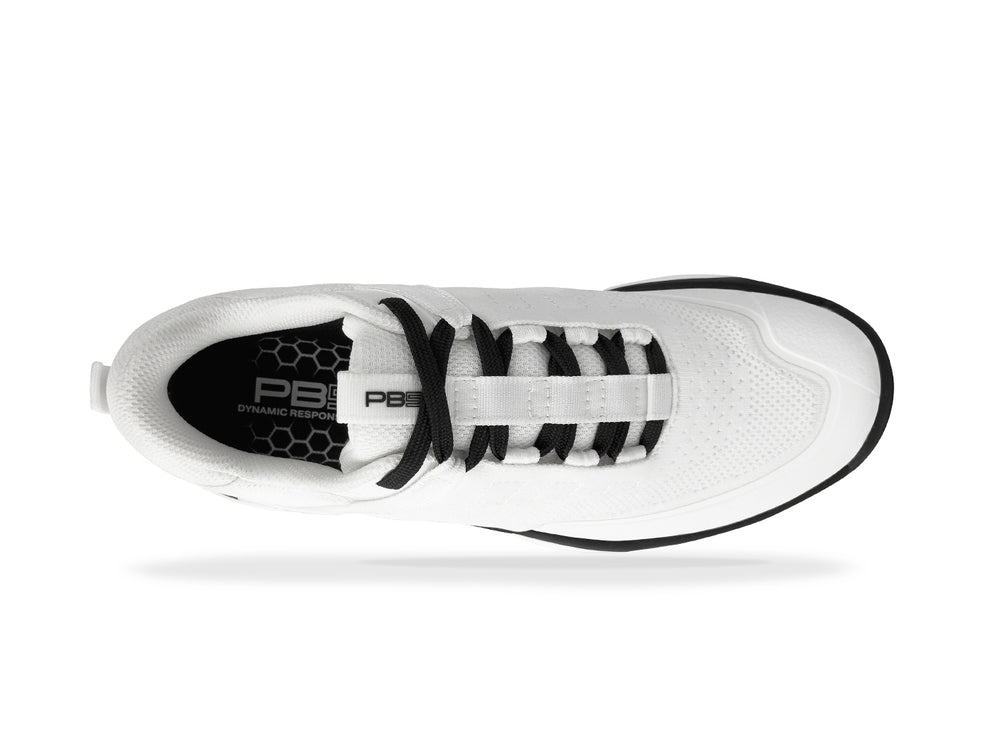 Top view of white-black PB5 Court2 shoe.