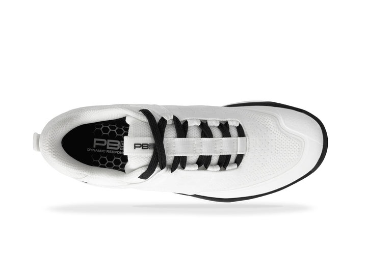 Top view of white-black PB5 Court2 shoe.