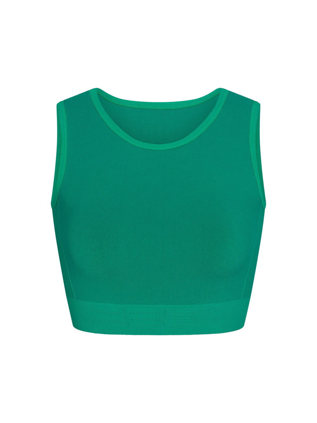 Compression Knit Sports Bra front view in Jade.