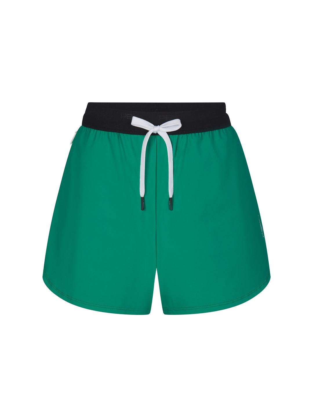 Women's Signature Court Short in jade with black waistband with white drawstring.