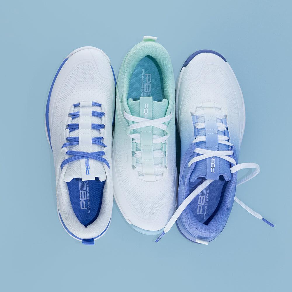 PB5star women’s sneakers in assorted colorways, top-down view showing lace details and cushioned interiors