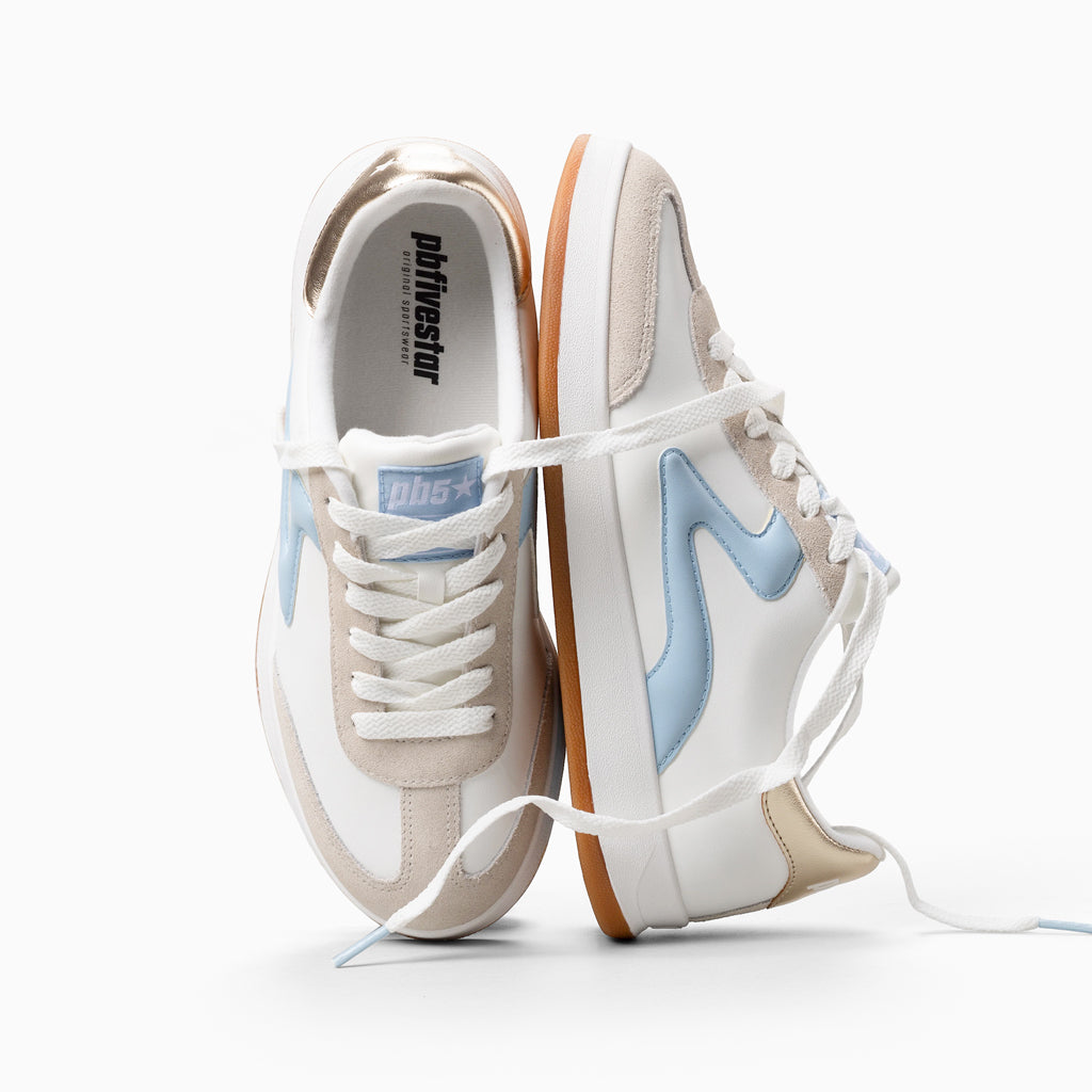Women's Retro Lifestyle Sneaker, PB5 Cosmic |  White-Lt Blue