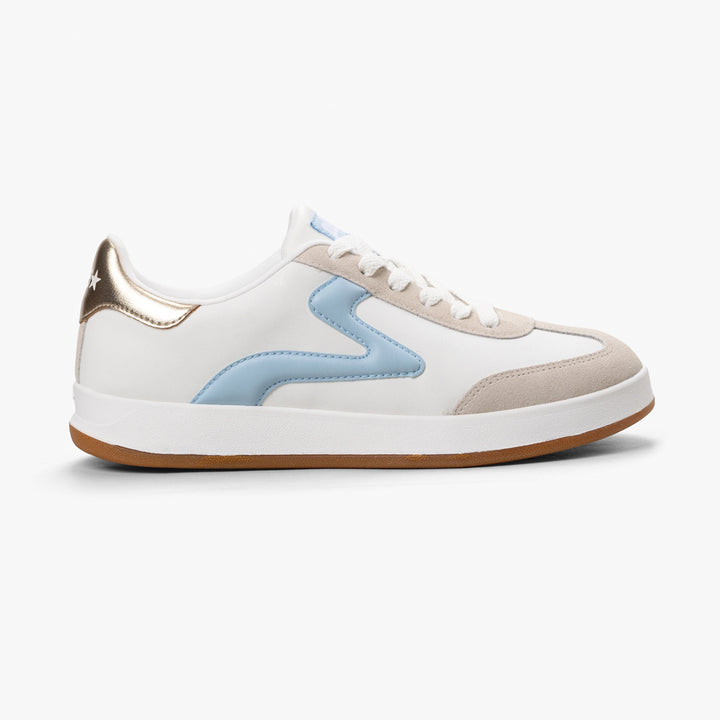 Women's Retro Lifestyle Sneaker, PB5 Cosmic |  White-Lt Blue