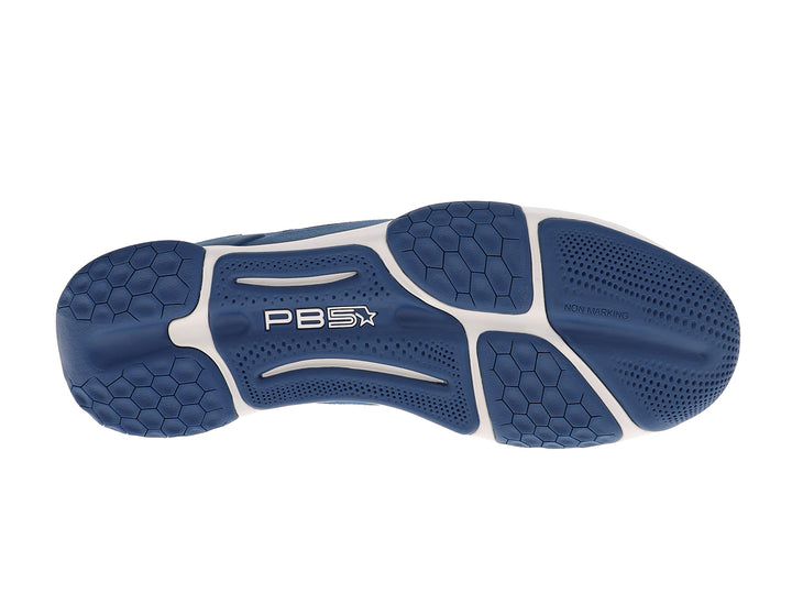 Bottom sole view of men’s PB5star Court 2 Astral Blue pickleball shoes with non-marking tread - PB5star.com