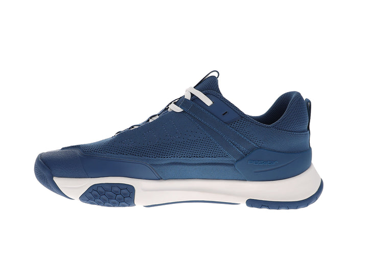 Inner side view of men’s PB5star Court 2 astral blue pickleball shoes with breathable mesh and white outsole - PB5star.com