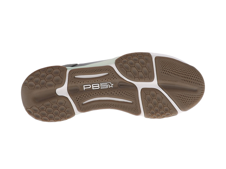 Bottom sole view of men’s PB5star Court 2 basil multi pickleball shoes with non-marking tread - PB5star.com