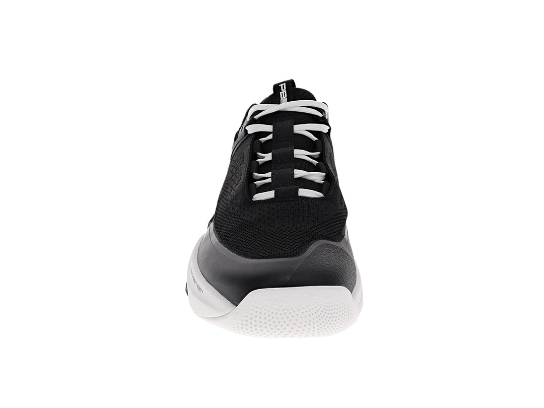 Front view of men’s PB5star Court 2 black-white pickleball shoes with mesh upper and toe guard - PB5star.com
