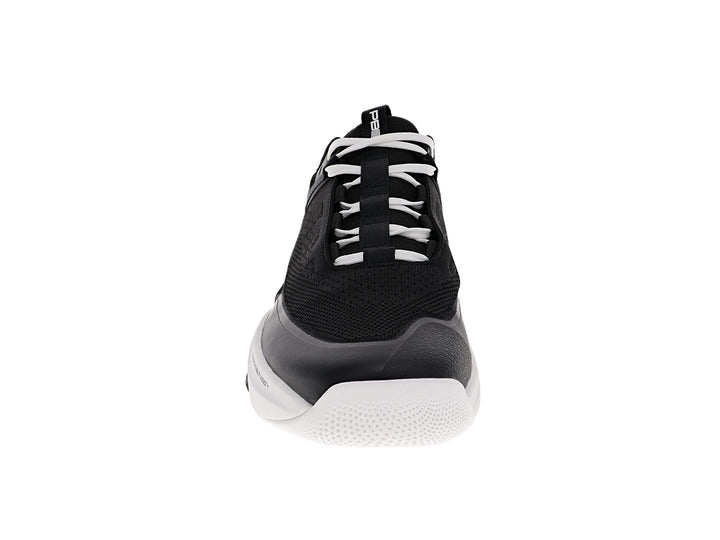 Front view of men’s PB5star Court 2 black-white pickleball shoes with mesh upper and toe guard - PB5star.com