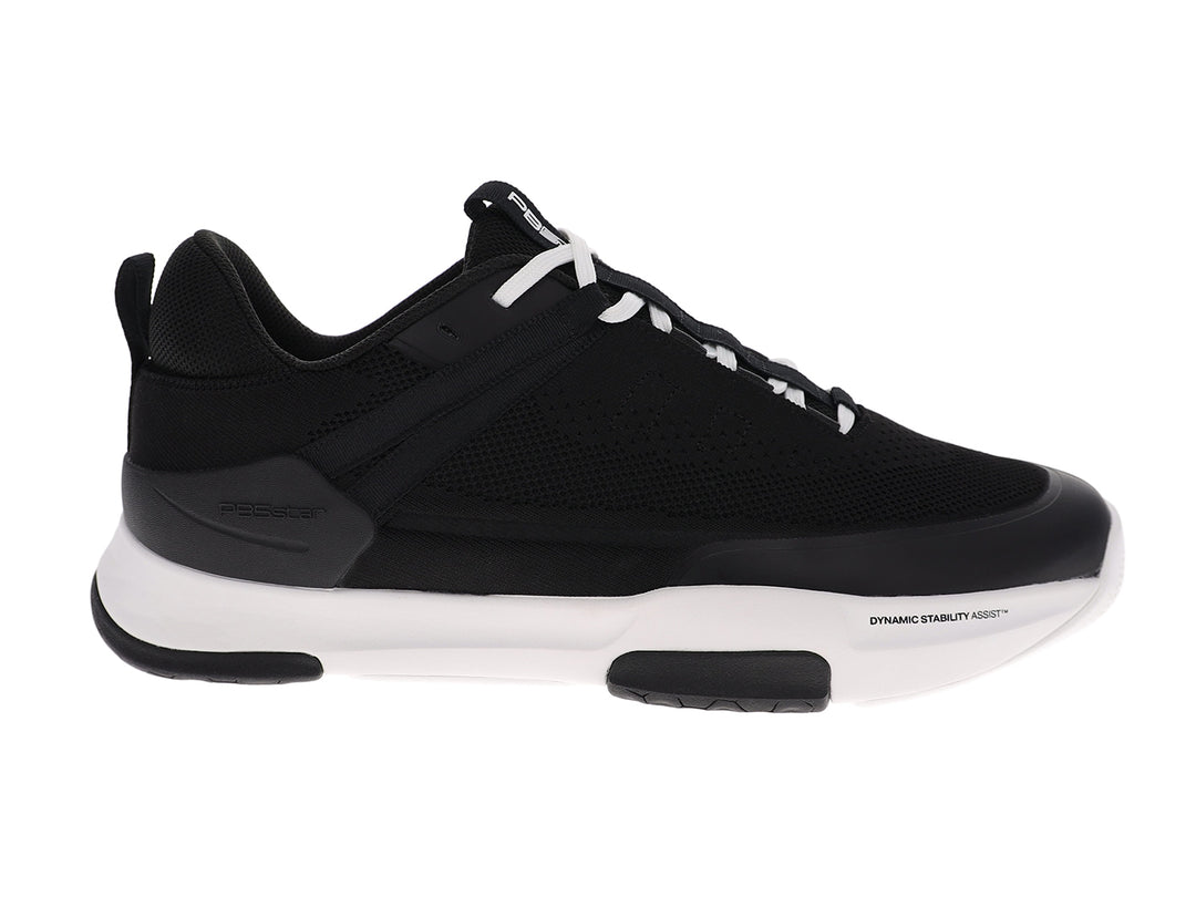 Side view of men’s PB5star Court 2 black-white pickleball shoes with breathable mesh upper - PB5star.com