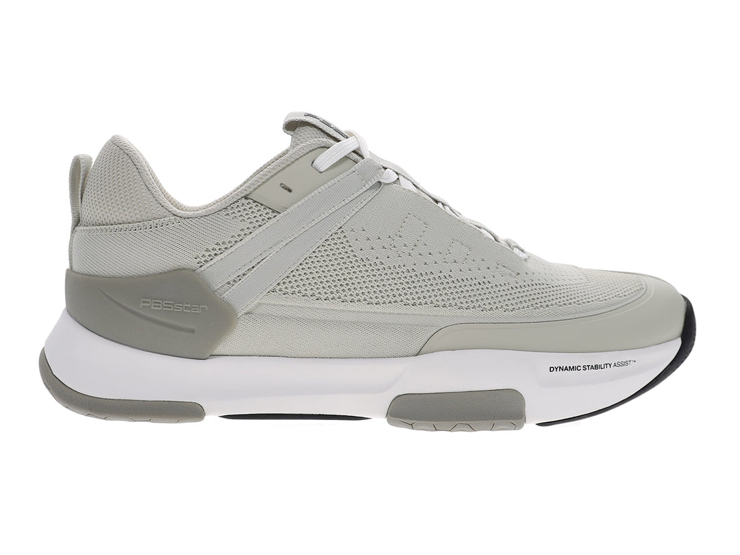 Side view of men’s PB5star Court 2 light grey pickleball shoes with breathable mesh upper - PB5star.com