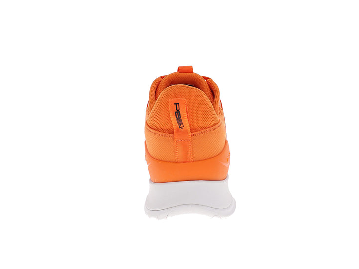 Back view of men’s PB5star Court 2 tangerine pickleball shoes with padded heel and pull tab - PB5star.com