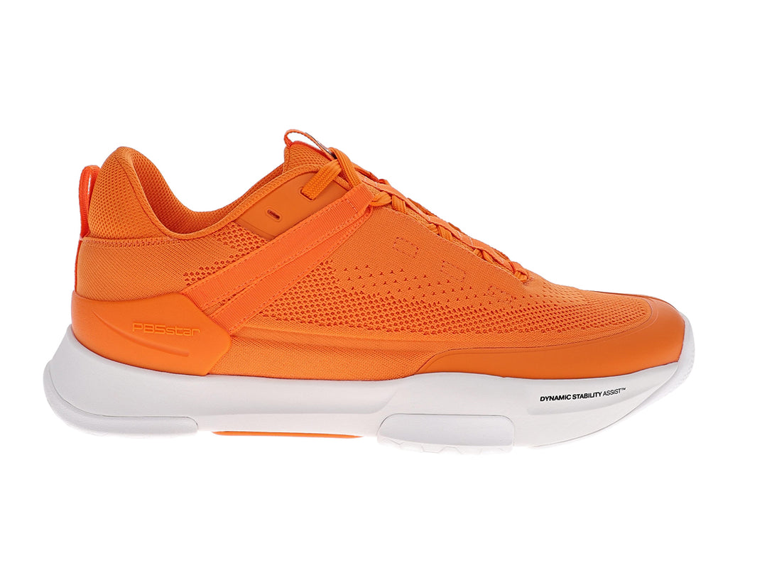 Side view of men’s PB5star Court 2 tangerine pickleball shoes with breathable mesh upper - PB5star.com