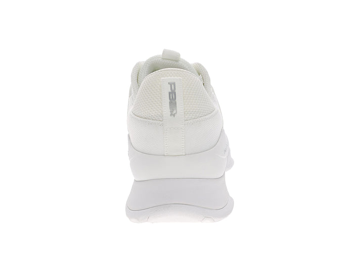 Back view of men’s PB5star Court 2 white pickleball shoes with padded heel and pull tab - PB5star.com
