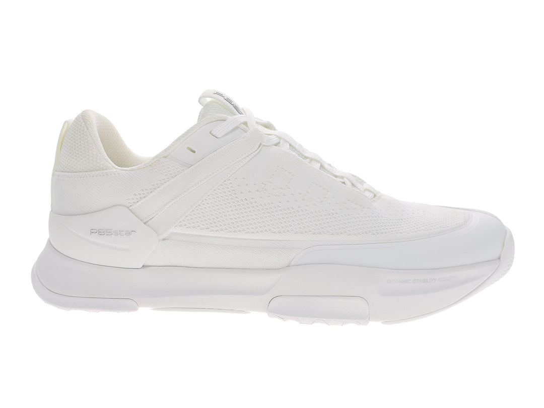 Side view of men’s PB5star Court 2 white pickleball shoes with breathable mesh upper - PB5star.com