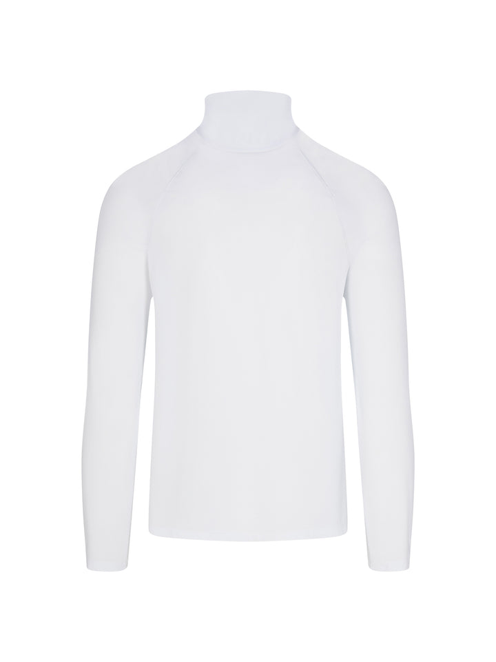 Back view of men's white Long Sleeve Layering Tee made from quick-dry moisture-wicking fabric, designed for comfort and performance.