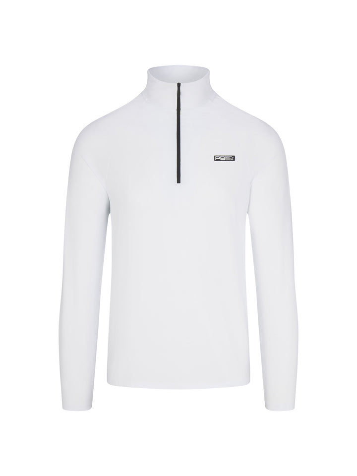 Men's white Long Sleeve Layering Tee made from quick-dry moisture-wicking fabric, designed for comfort and performance.